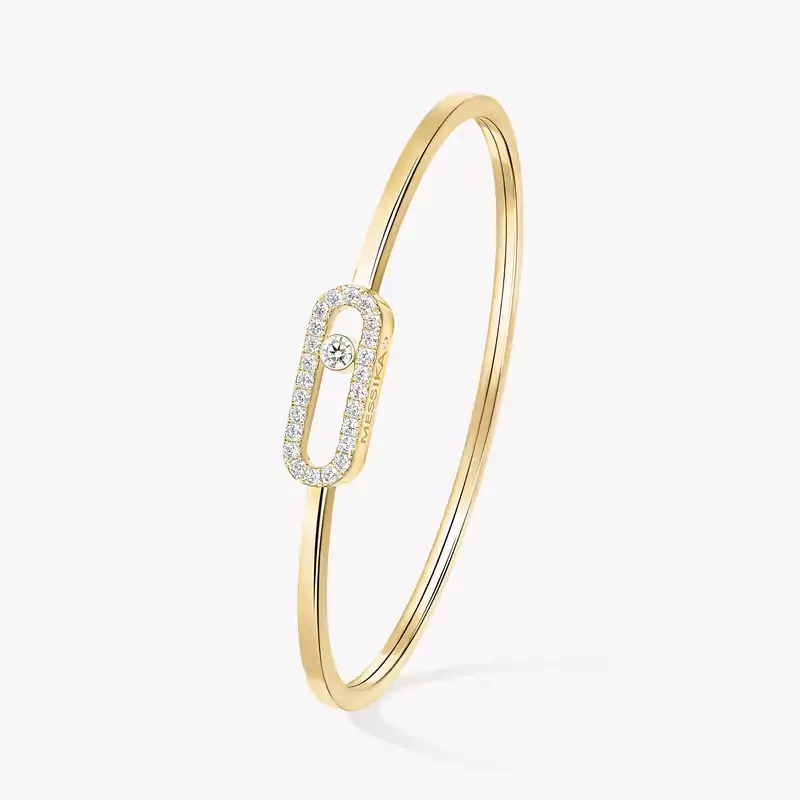 Move Uno Pavé Flex Bangle MM Yellow Gold For Her Diamond Bracelet 12057-YG