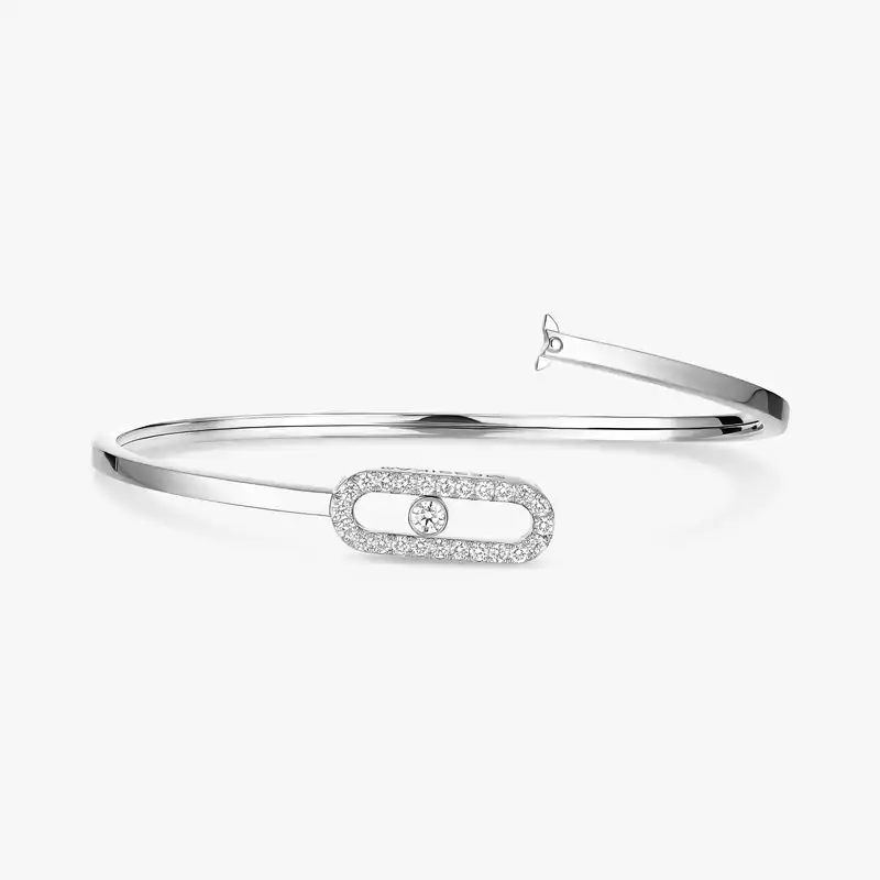 Bracelet For Her White Gold Diamond Jonc Flex Move Uno Pavé MM 12057-WG