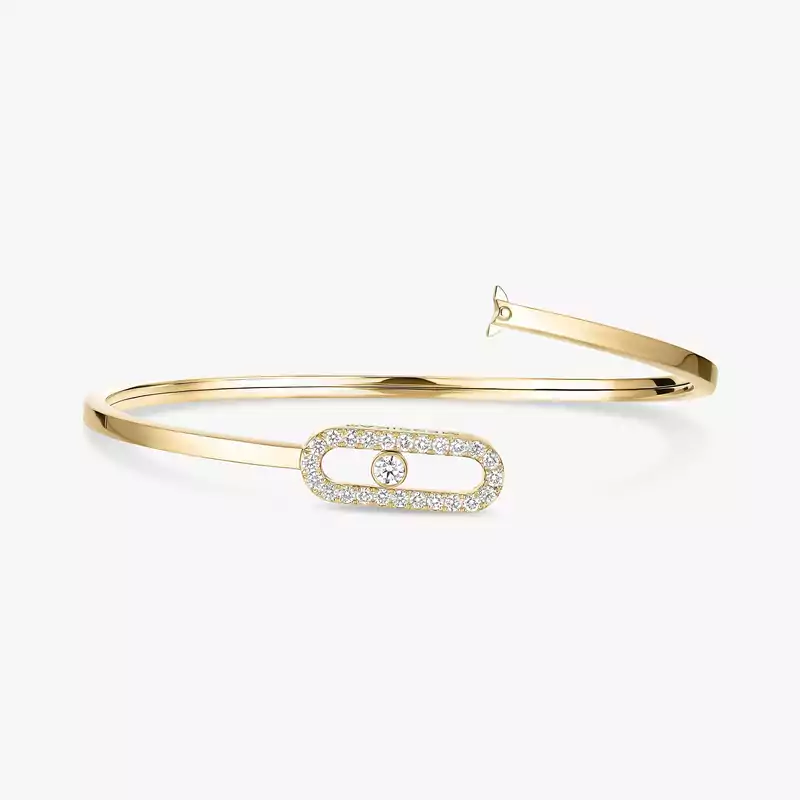 Move Uno Pavé Flex Bangle MM Yellow Gold For Her Diamond Bracelet 12057-YG