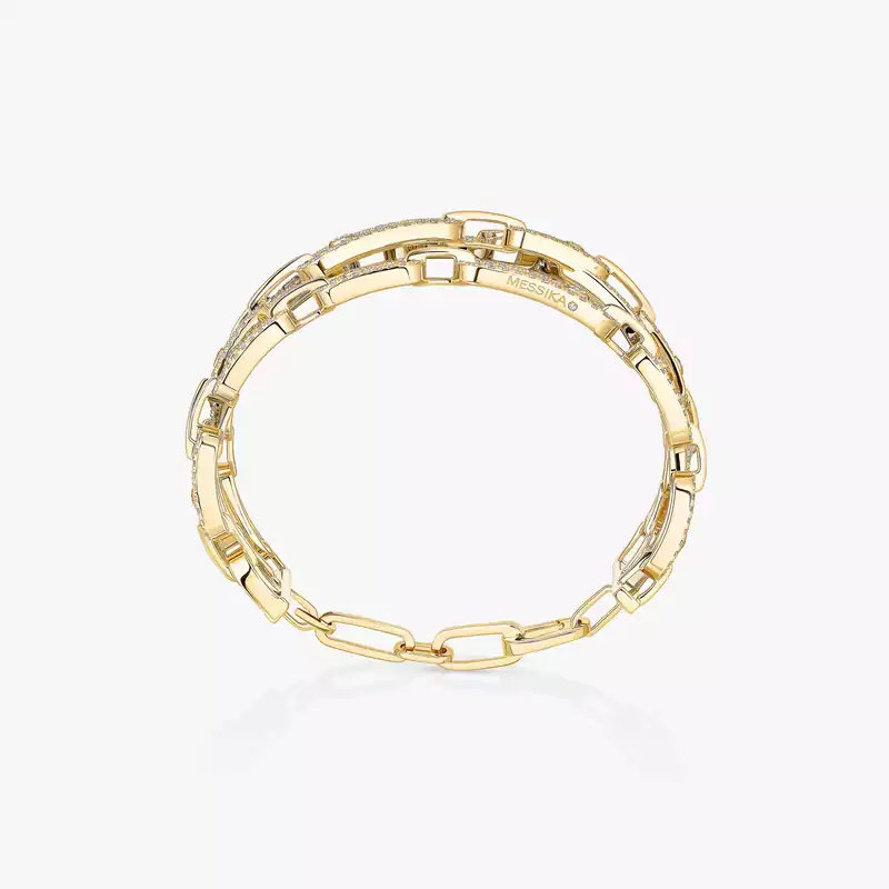 Bracelet For Her Yellow Gold Diamond Move Link 3-row cuff 13512-YG