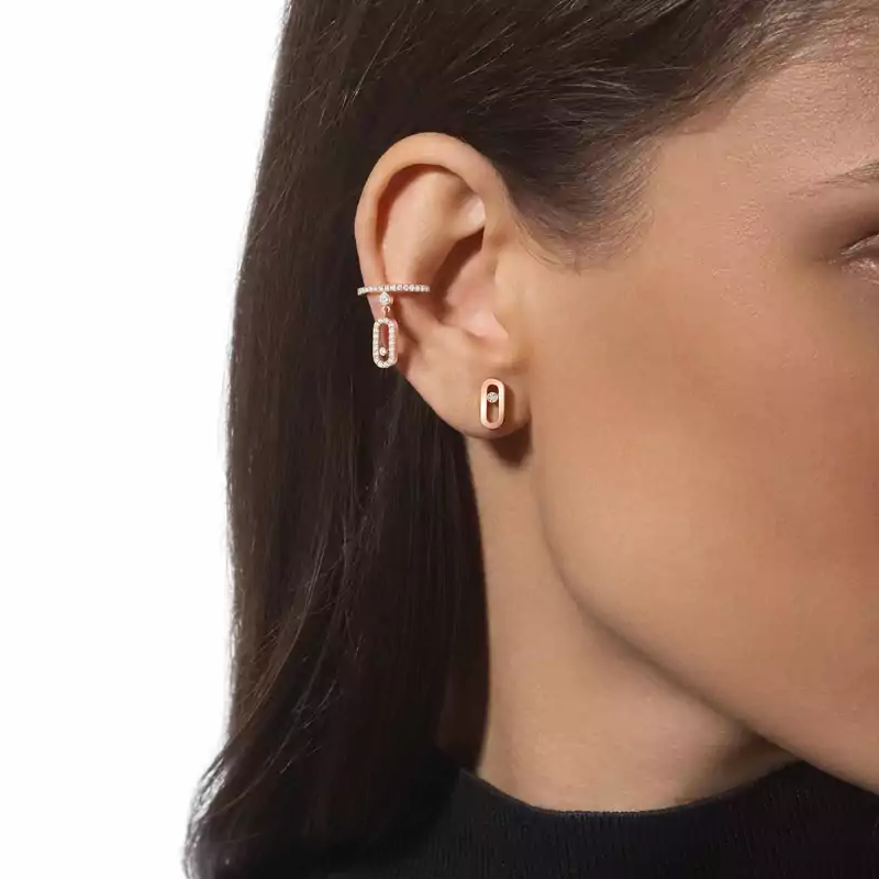 Boucles d'oreilles Femme Or Rose Diamant Mono Clip Move Uno Pampille Pavé 11162-PG