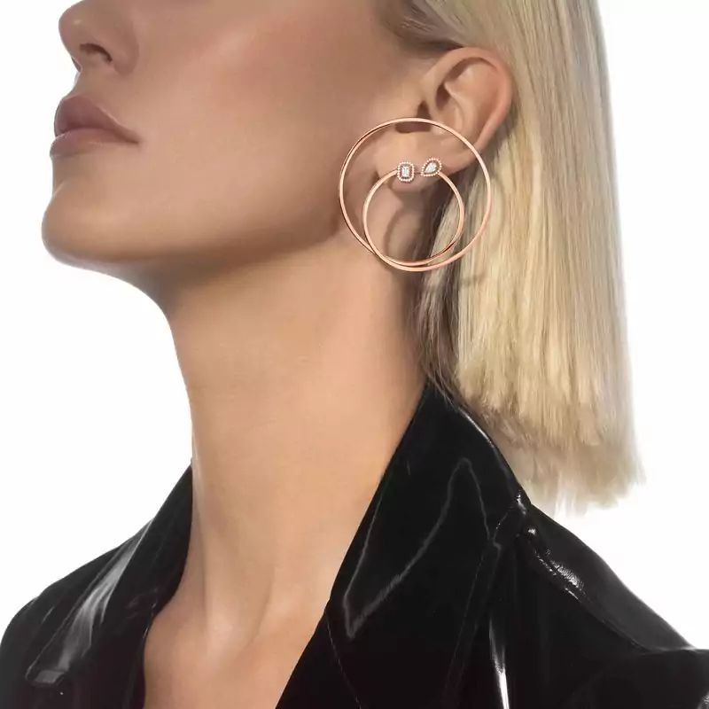 Boucles D'oreilles En Or Blanc 14 Carats Avec Diamant 0,10 Ct - Pour Femme