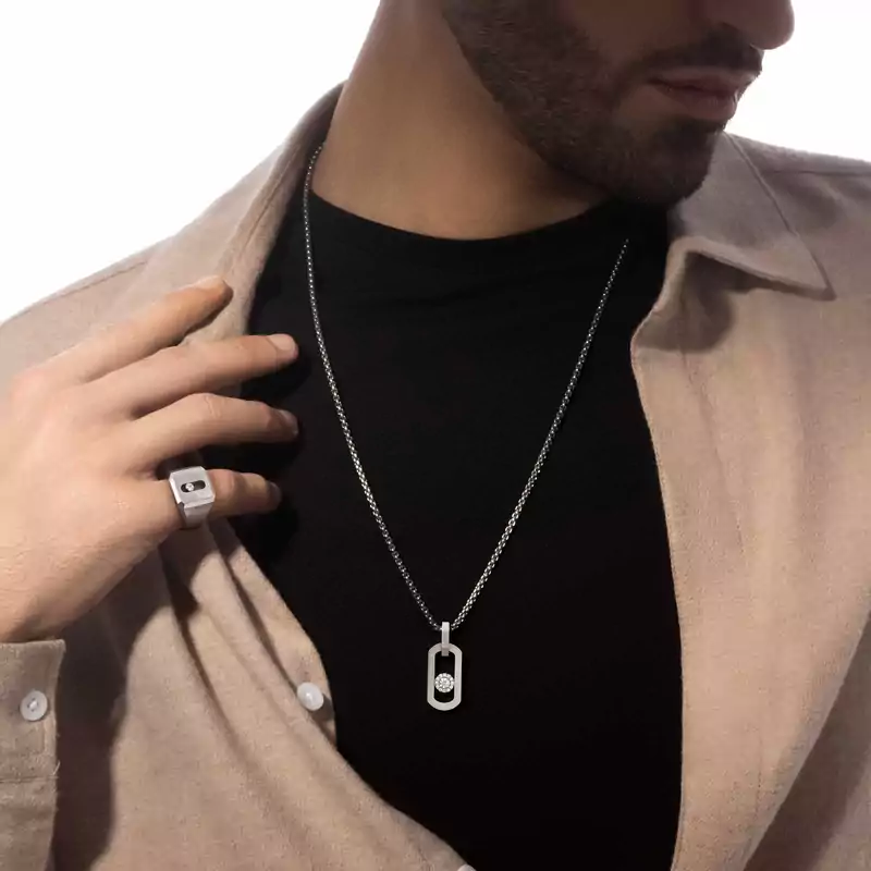 So Move Natural Titanium Pendant Natural Titanium For Him Diamond Necklace 13679-TN