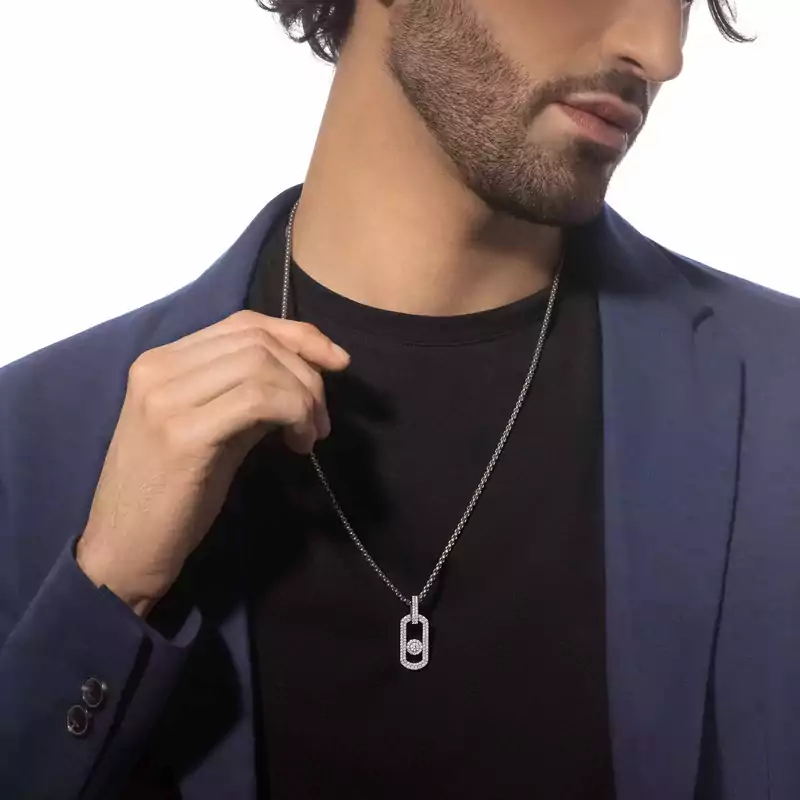 So Move Natural Titanium Pavé Pendant Natural Titanium For Him Diamond Necklace 13680-TN