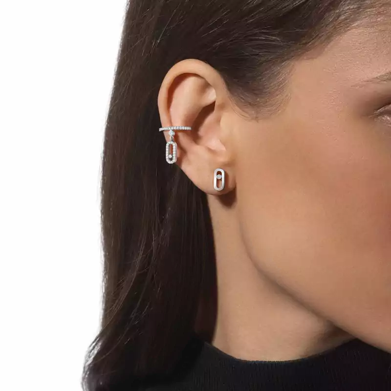 Gold Move Uno Stud Earrings White Gold For Her Diamond Earrings 12305-WG