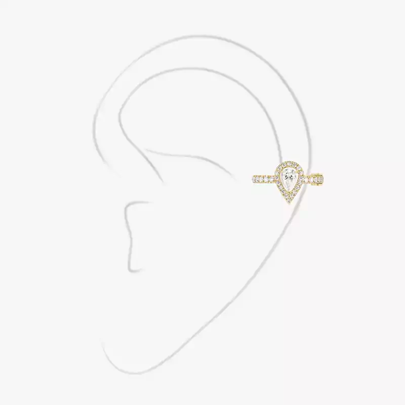 My Twin Mono Earring Middle Pear Diamond 0.10ct Yellow Gold For Her Diamond Earrings 10121-YG