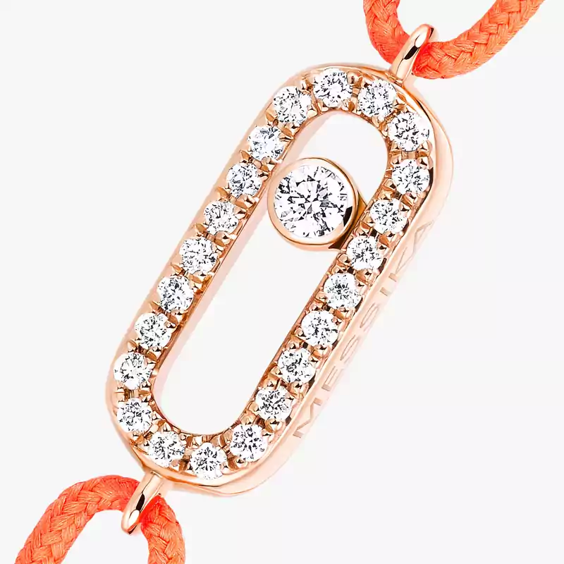 Move Uno orange cord bracelet Pink Gold For Her Diamond Bracelet 13289-PG