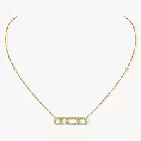 Yellow Gold Diamond Pave Necklace Move Messika 03994 YG