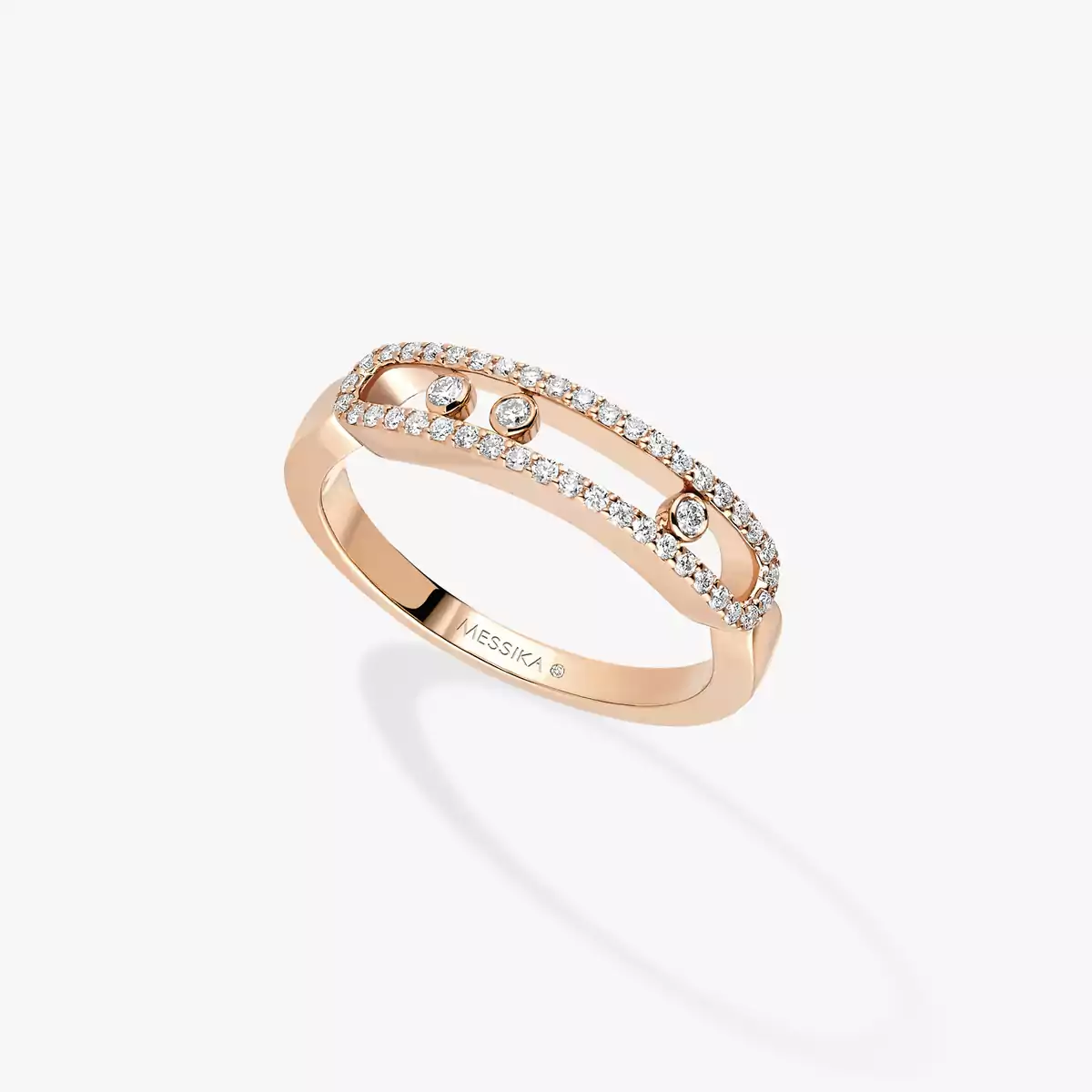 Move Ring Pink Gold Diamond Pavé Ring Baby Move | Messika 04683-PG