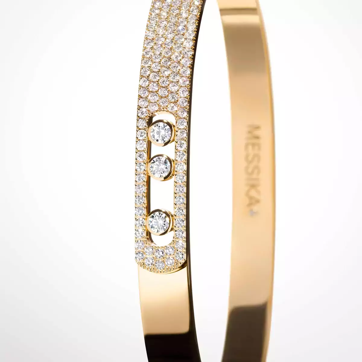 Yellow Gold Diamond Pave Bangle Bracelet Move Noa Messika 06371 YG