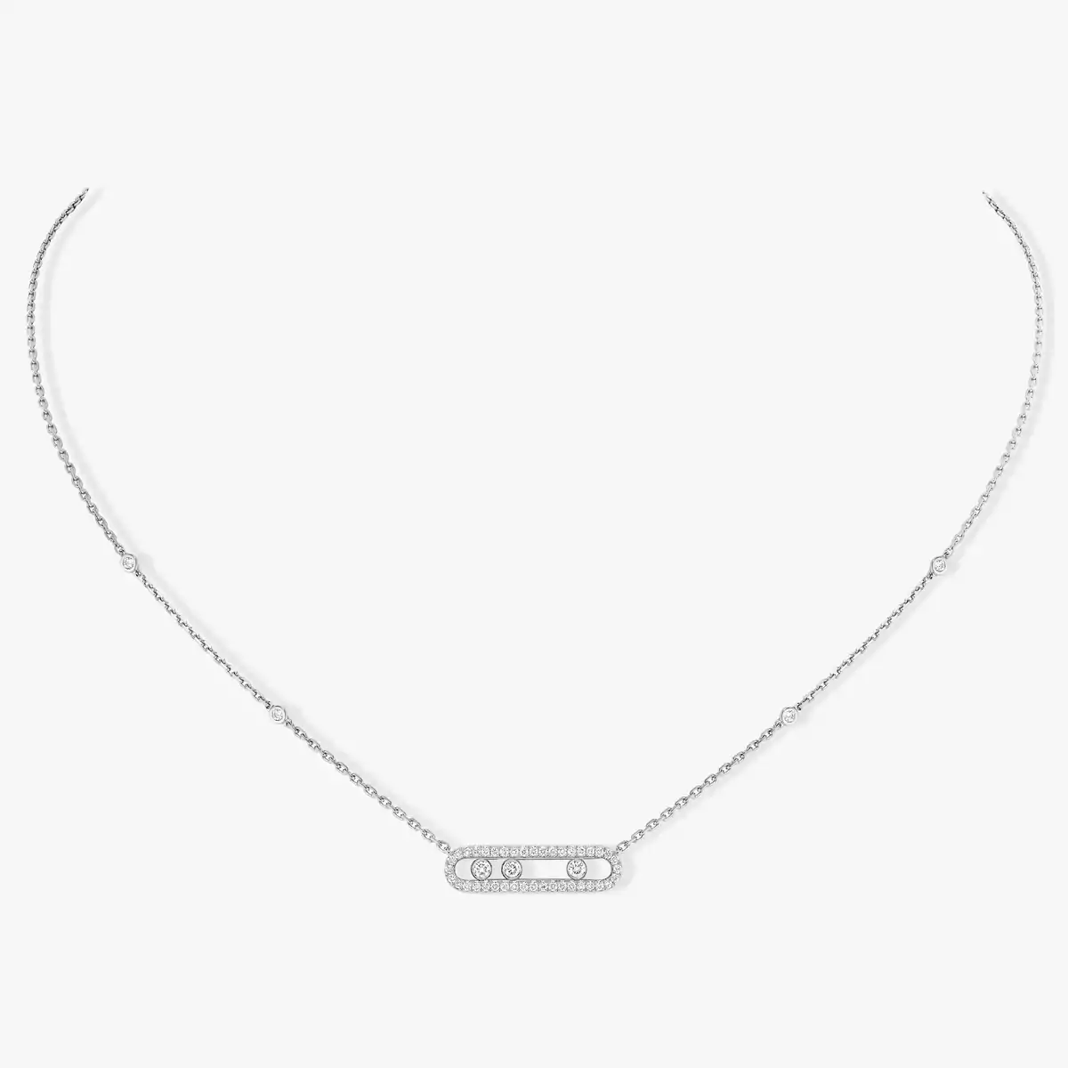 White Gold Diamond Pave Necklace Baby Move Messika 04322 WG