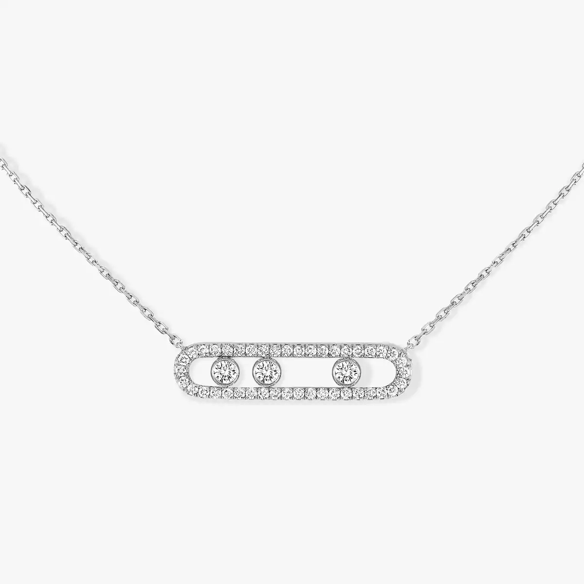 Mit Diamanten ausgefasste Kette aus Weißgold Move Classique 