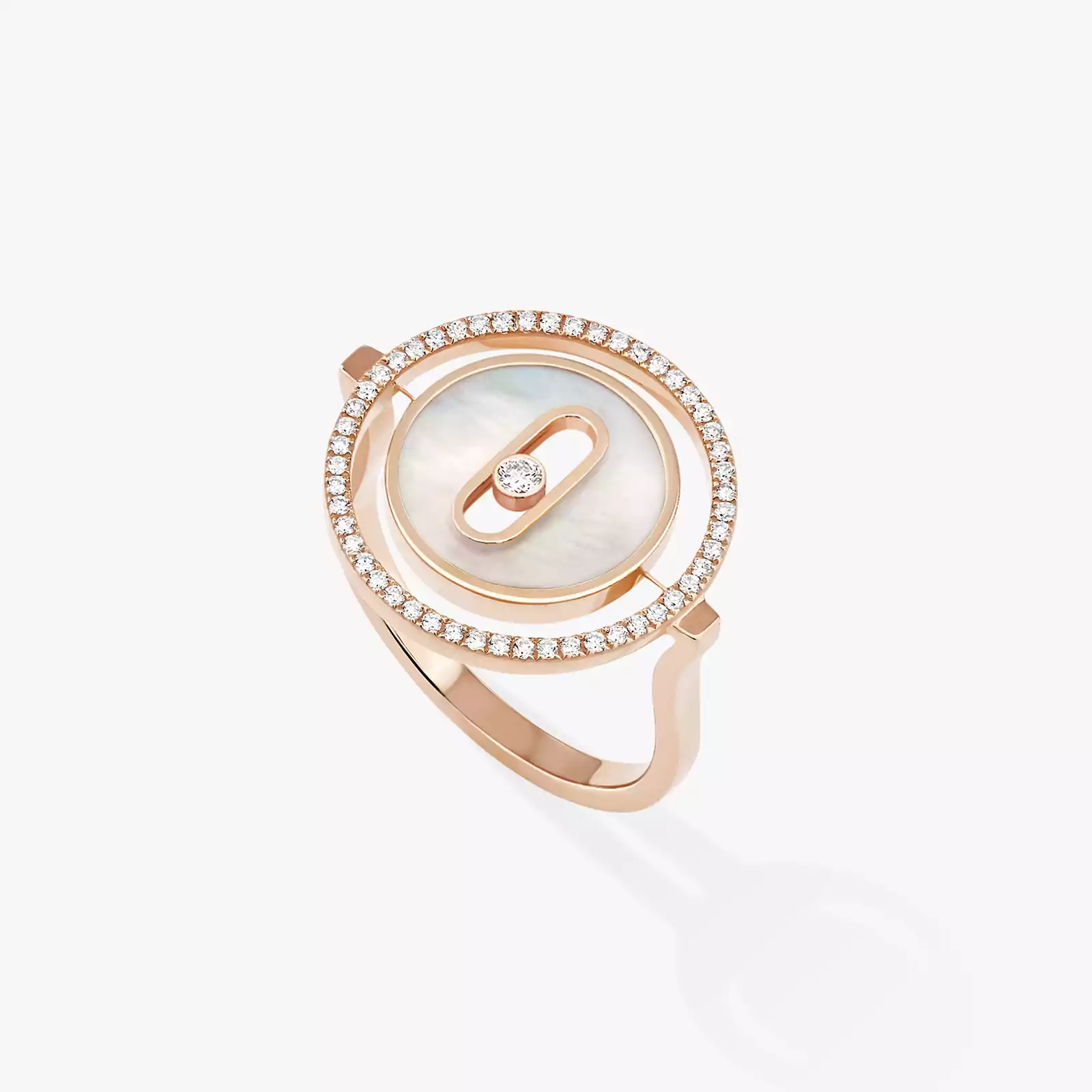 Lucky Move SM White Mother-of-Pearl Pink Gold For Her Diamond Ring 11952-PG