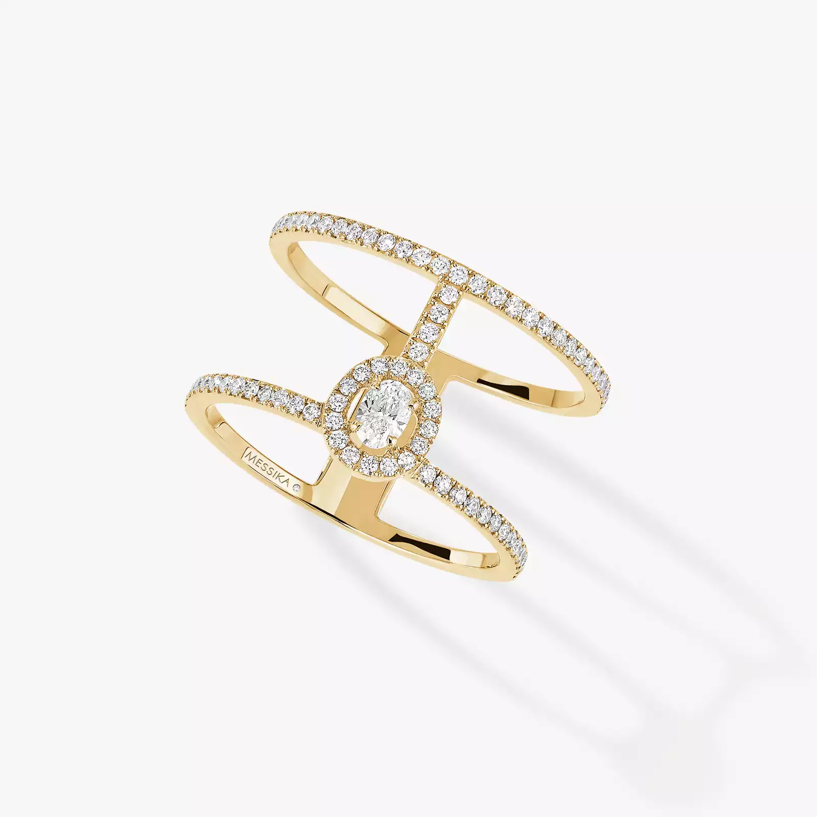Glam'Azone 2 Rows Pavé Yellow Gold For Her Diamond Ring 05237-YG