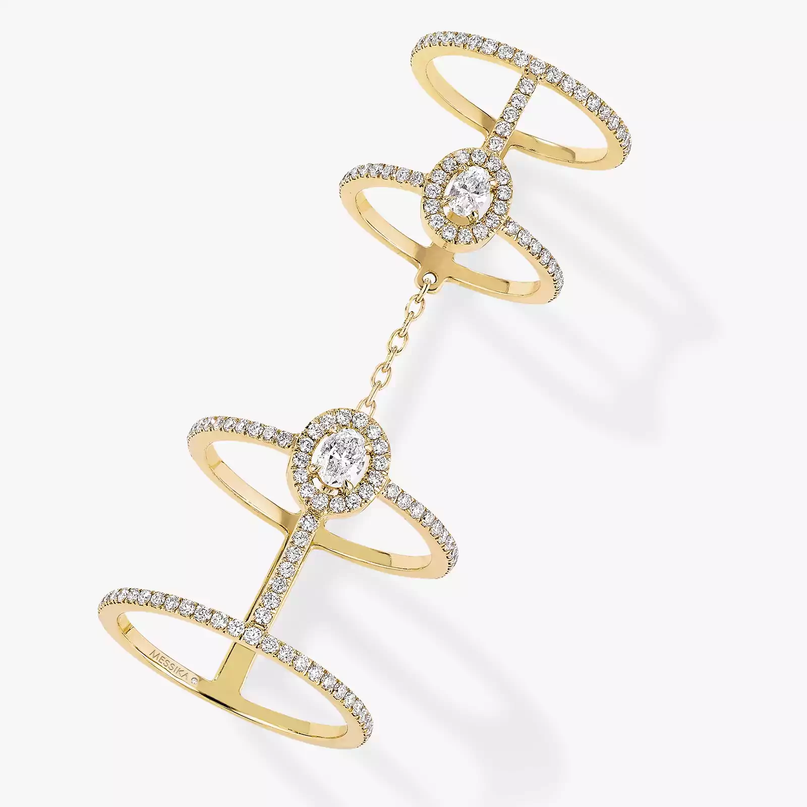 Bague Femme Or Jaune Diamond Glam'Azone Double Pavée 05671-YG