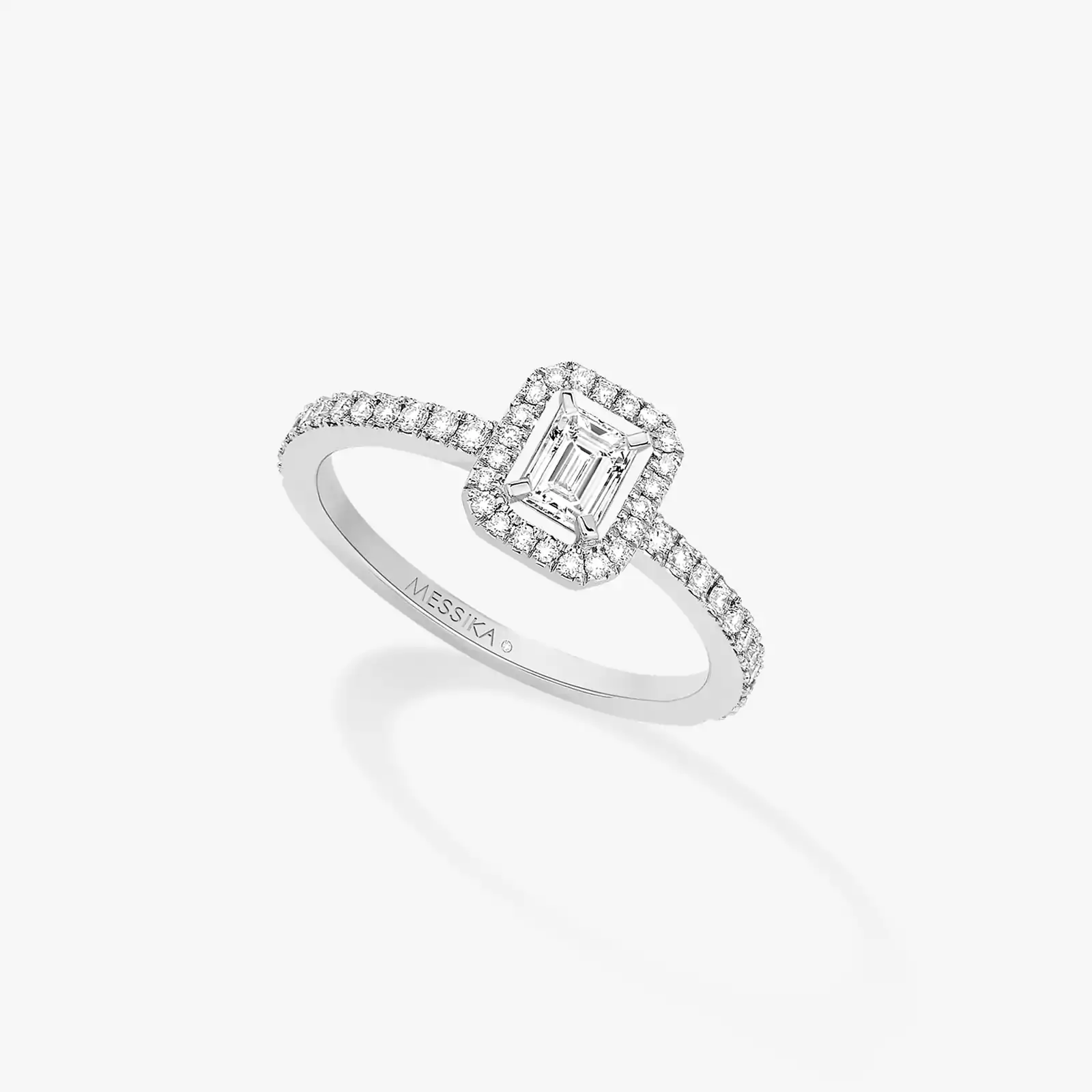 Bague Femme Or Blanc Diamond Solitaire M-Love Emeraude 08014-WG