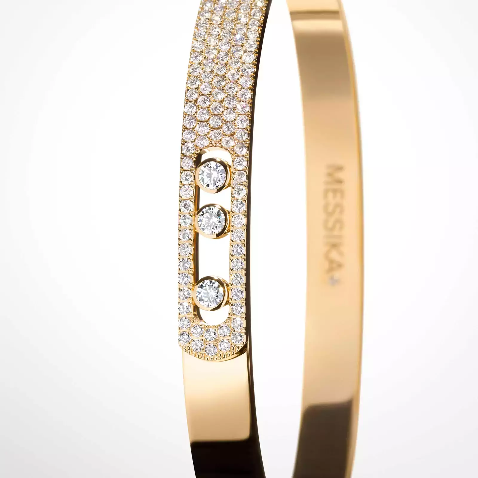 Yellow Gold Pave Diamond Bangle Bracelet Move Noa Messika 10093 WG