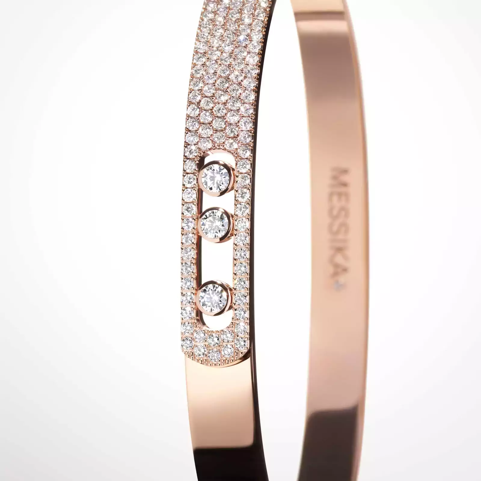 Move Noa Semi Pavé Bangle SM  Pink Gold For Her Diamond Bracelet 10093-PG