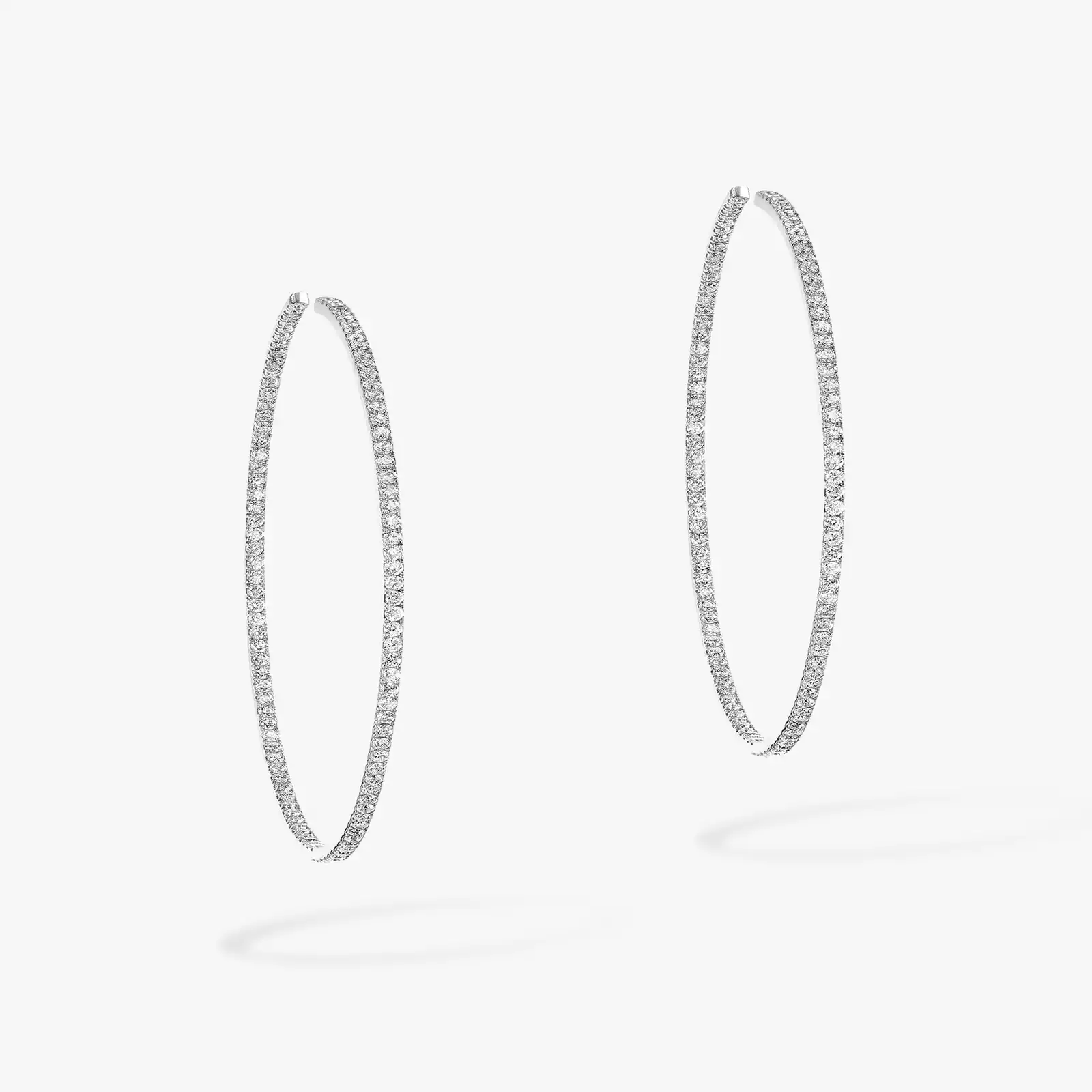 Boucles d'oreilles Femme Or Blanc Diamant Créoles Gatsby S 04686-WG