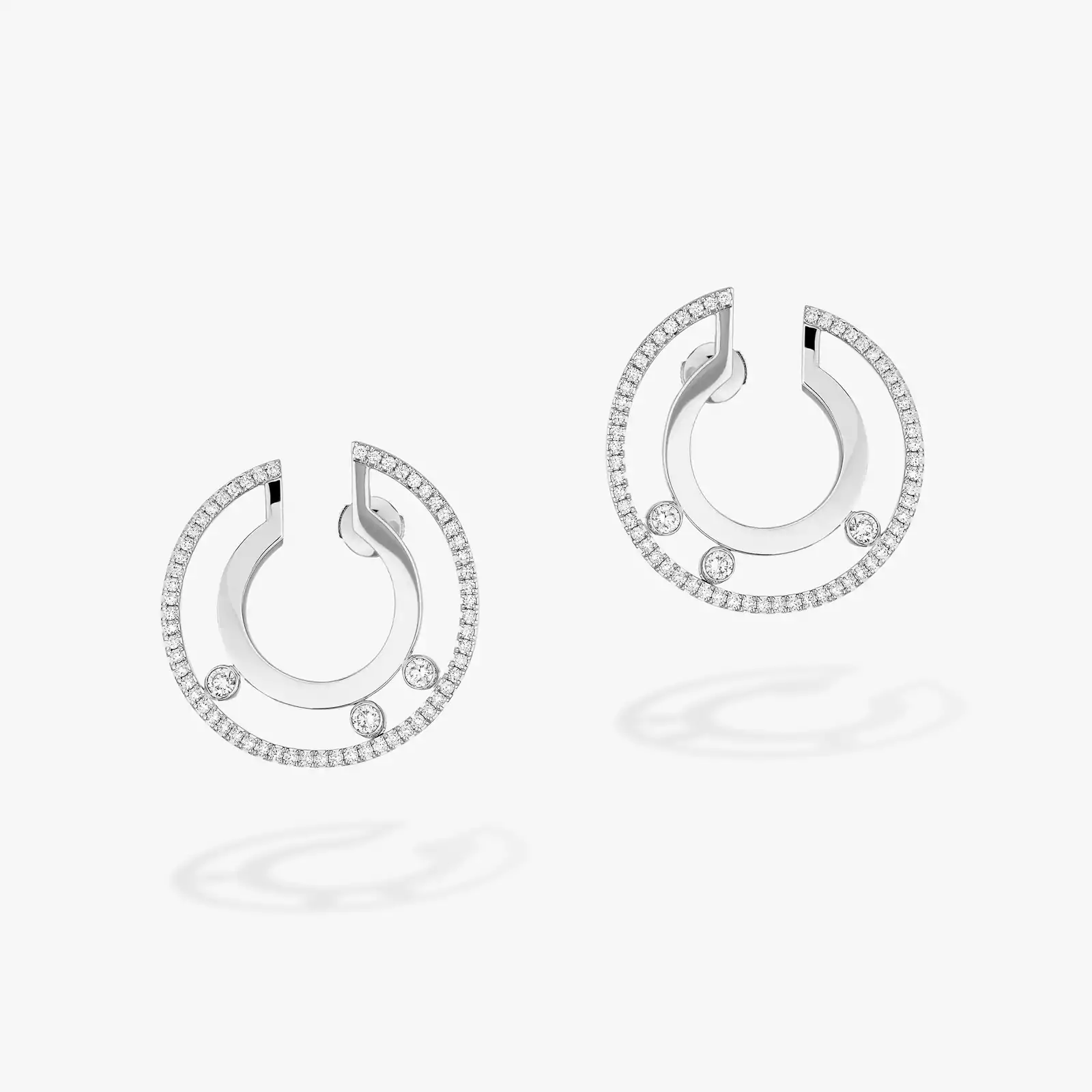 Earrings For Her White Gold Diamond Move Romane Small Hoop 06689-WG
