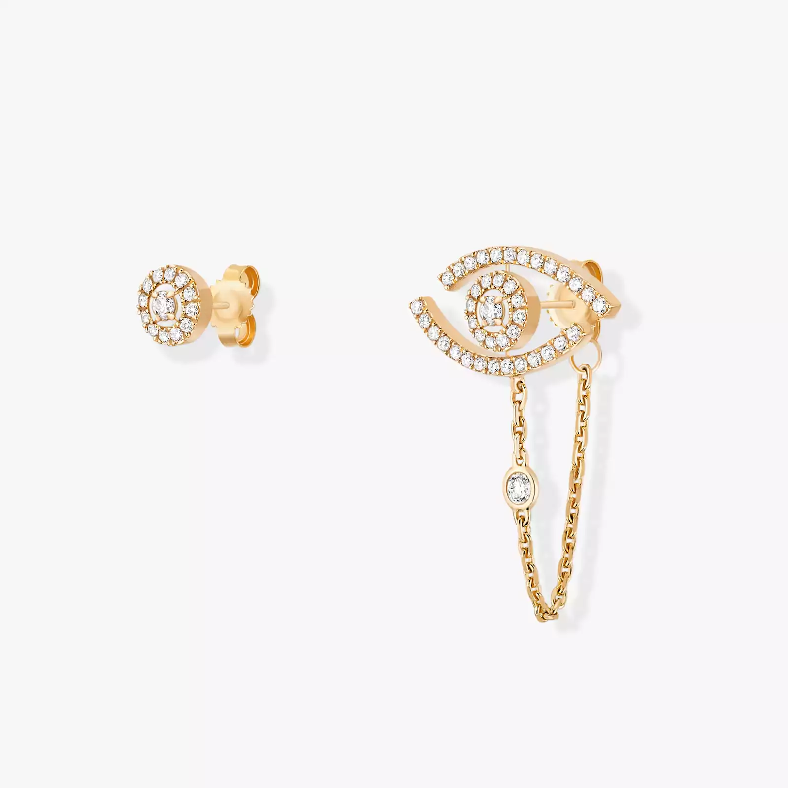 Boucles d'oreilles Femme Or Jaune Diamond Mit Diamanten ausgefasste Lucky Eye Ohrringe 11349-YG