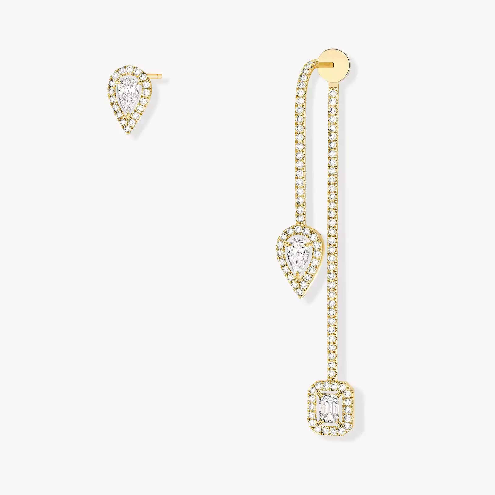 My Twin Hook and Stud 3x0.10ct Yellow Gold For Her Diamond Earrings 07224-YG