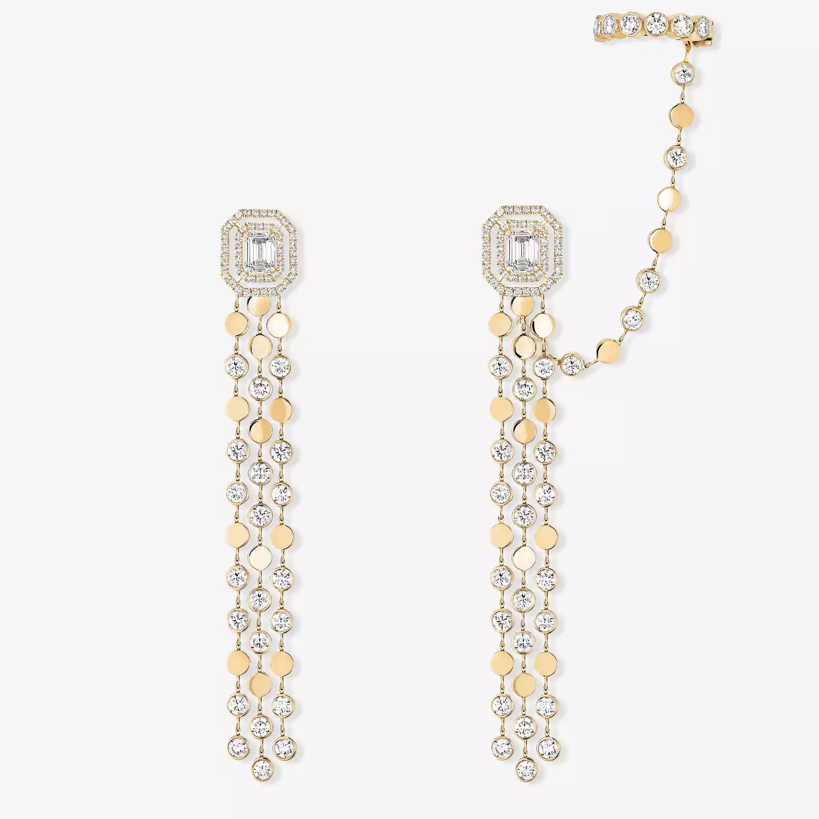 Earrings For Her Yellow Gold Diamond D-Vibes Multi-Row earrings 12432-YG