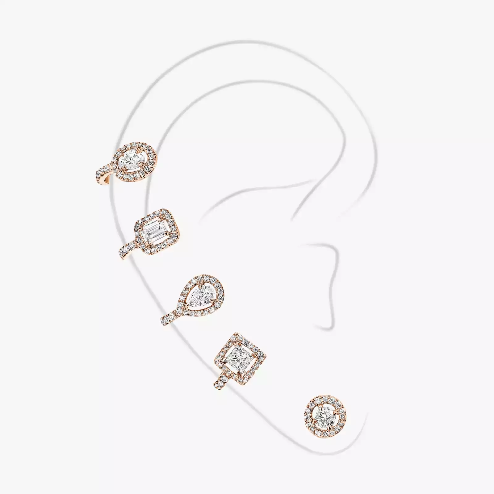 Earrings For Her Pink Gold Diamond My Twin Multishape 06158-PG