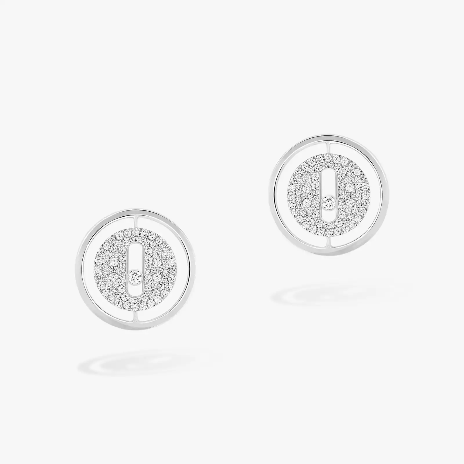 Lucky Move Diamond Pavé Stud White Gold For Her Diamond Earrings 11572-WG