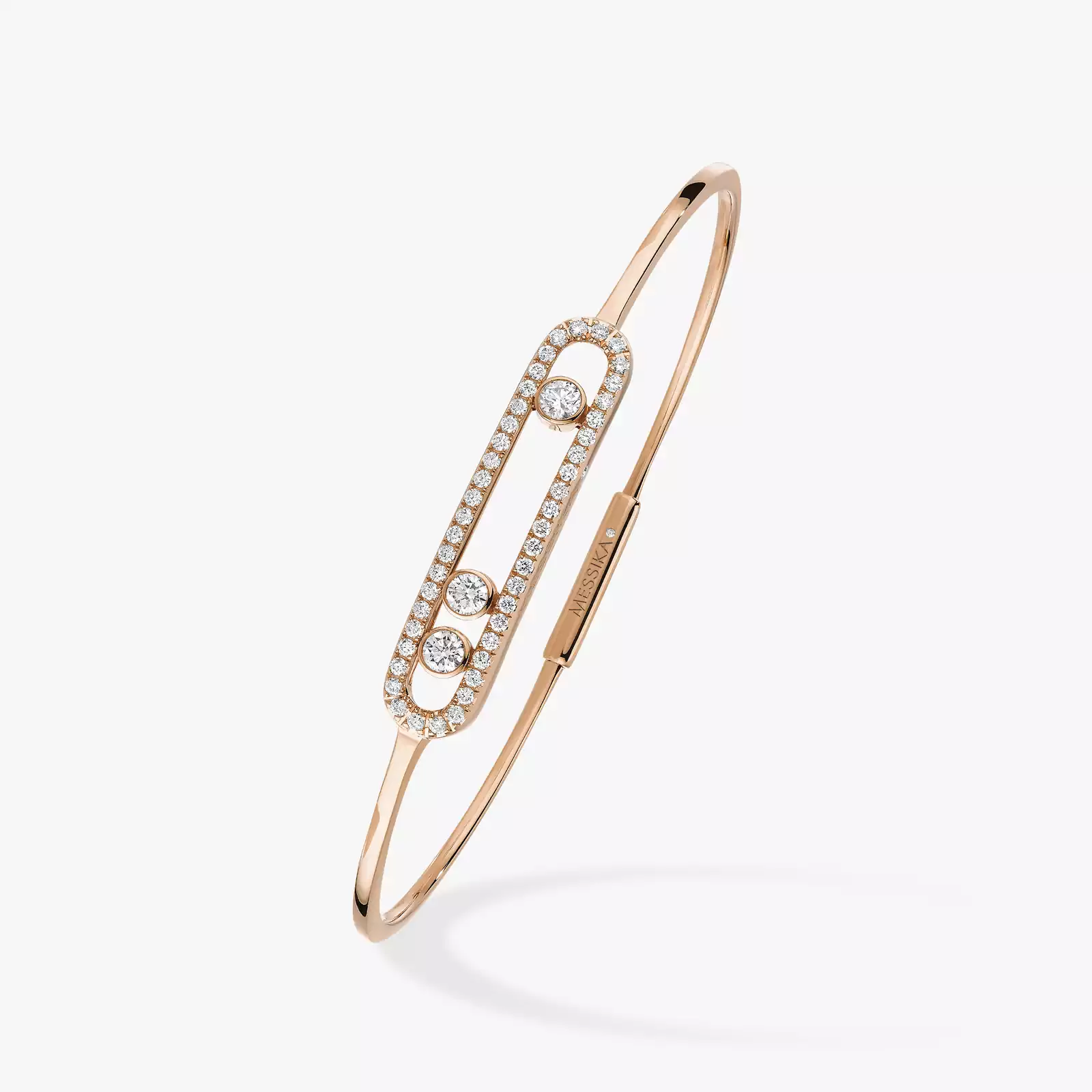 Move Pavé Thin Pink Gold For Her Diamond Bracelet 05032-PG