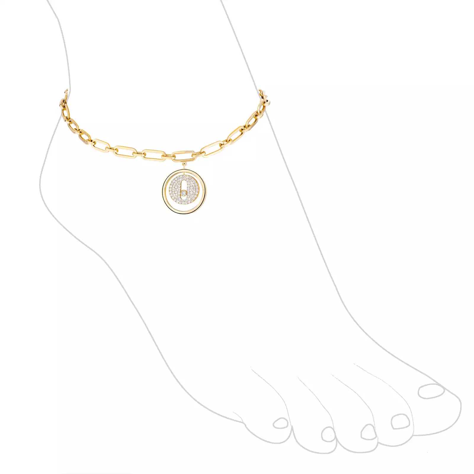 Bracelet Femme Or Jaune Diamant Bracelet de Cheville Lucky Move Pavé 12151-YG