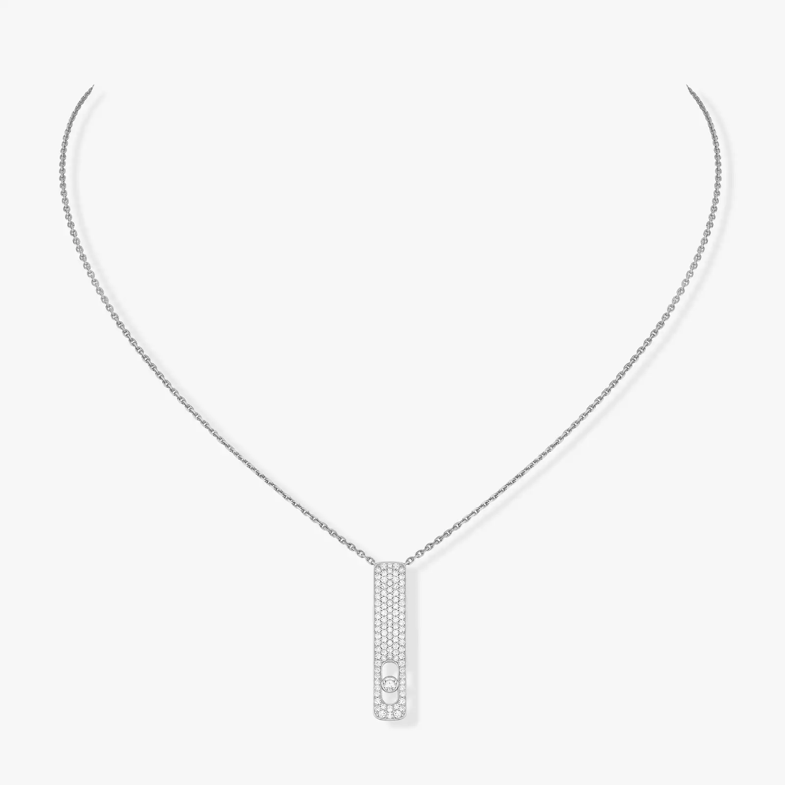 White Gold Diamond Pave Necklace My First Diamond Messika 07520 WG