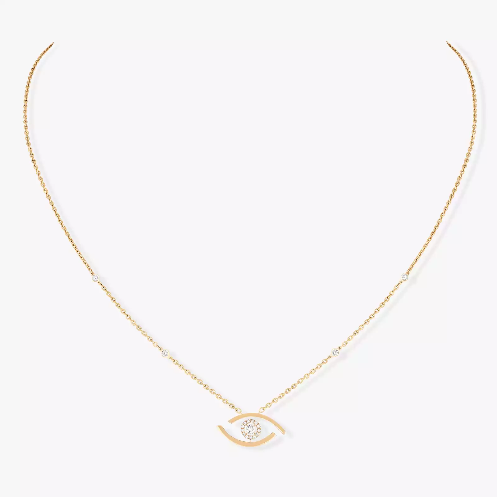 Lucky Eye Yellow Gold For Her Diamond Necklace 07524-YG