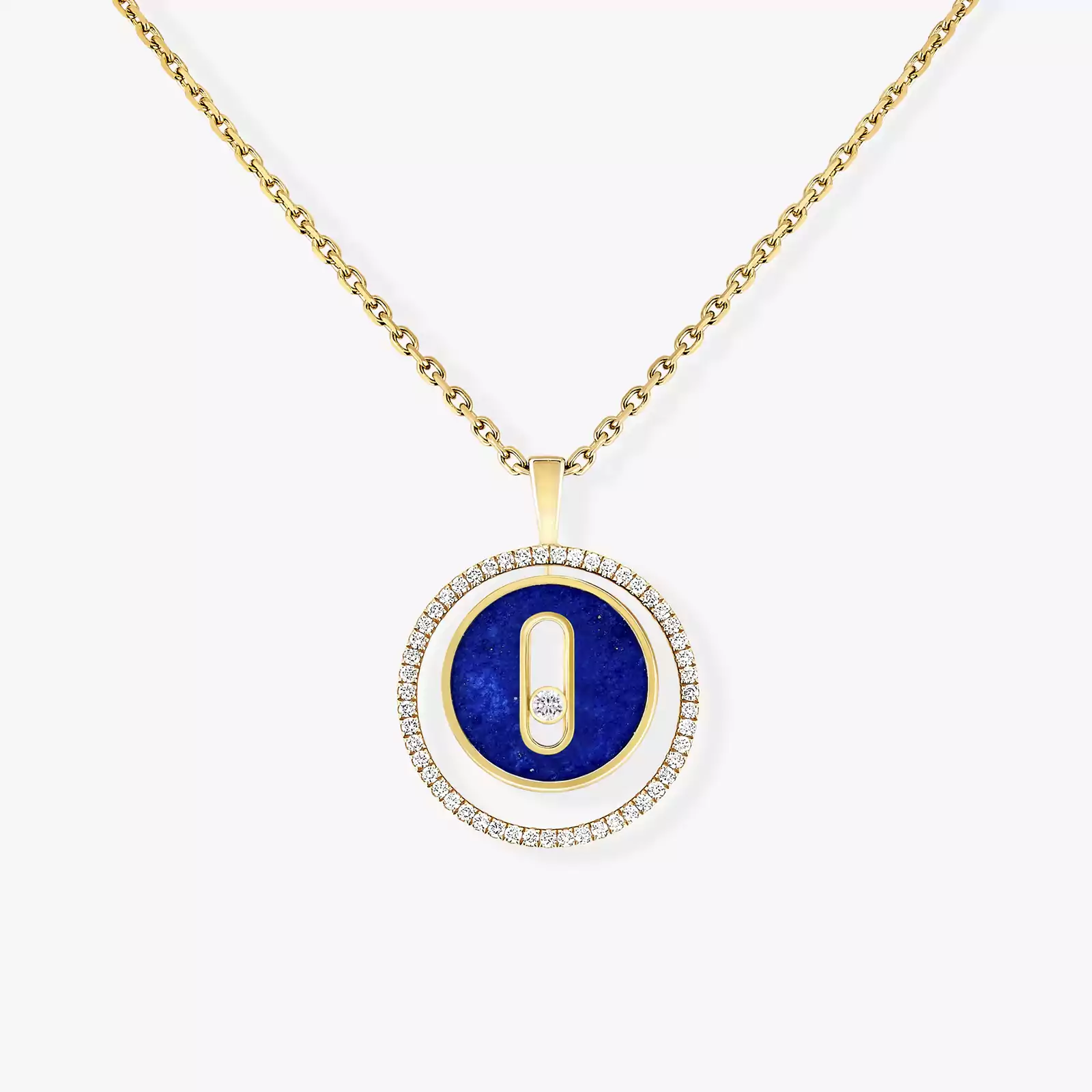 Lucky Move Diamond Necklace in Yellow Gold and Lapis Lazuli Messika 11978 YG