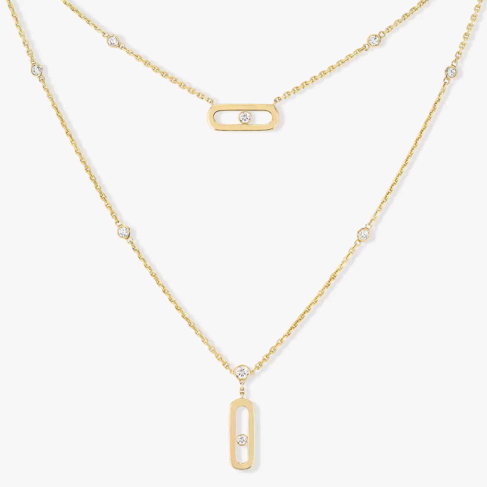 Move Uno 2 Rows  Yellow Gold For Her Diamond Necklace 08852-YG