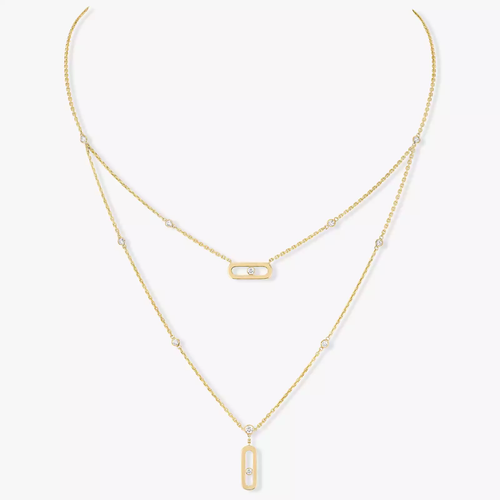 Move Uno 2 Rows  Yellow Gold For Her Diamond Necklace 08852-YG