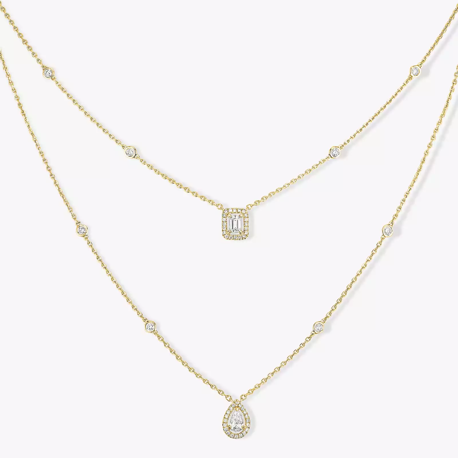 Yellow Gold Diamond Necklace My Twin 2 Rows Messika 06506 YG