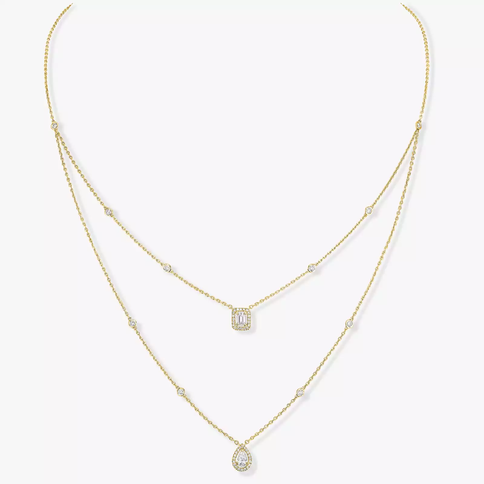 My Twin 2 Rows Yellow Gold For Her Diamond Necklace 06506-YG