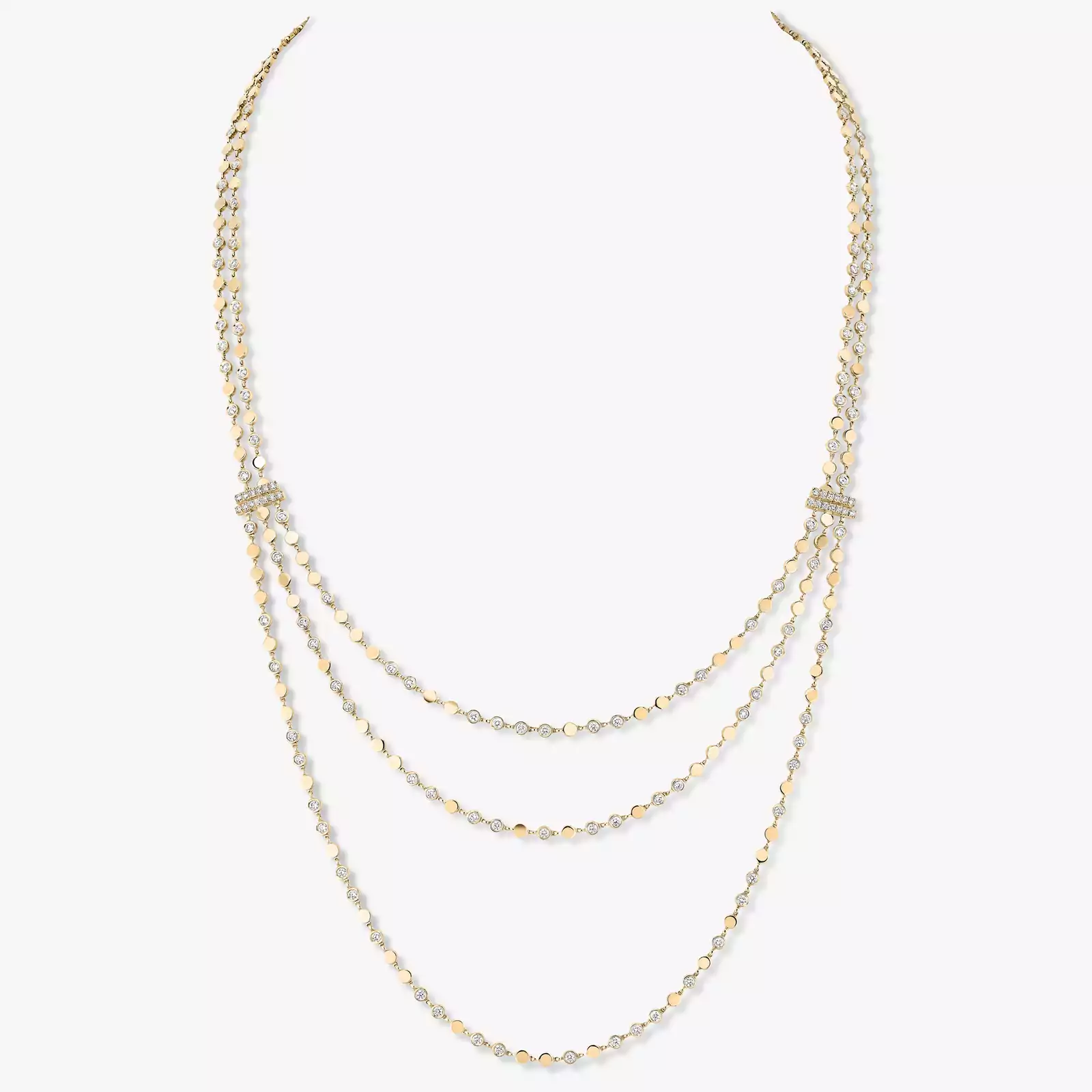 D-Vibes Multi-Row Long Necklace Yellow Gold For Her Diamond Necklace 12435-YG