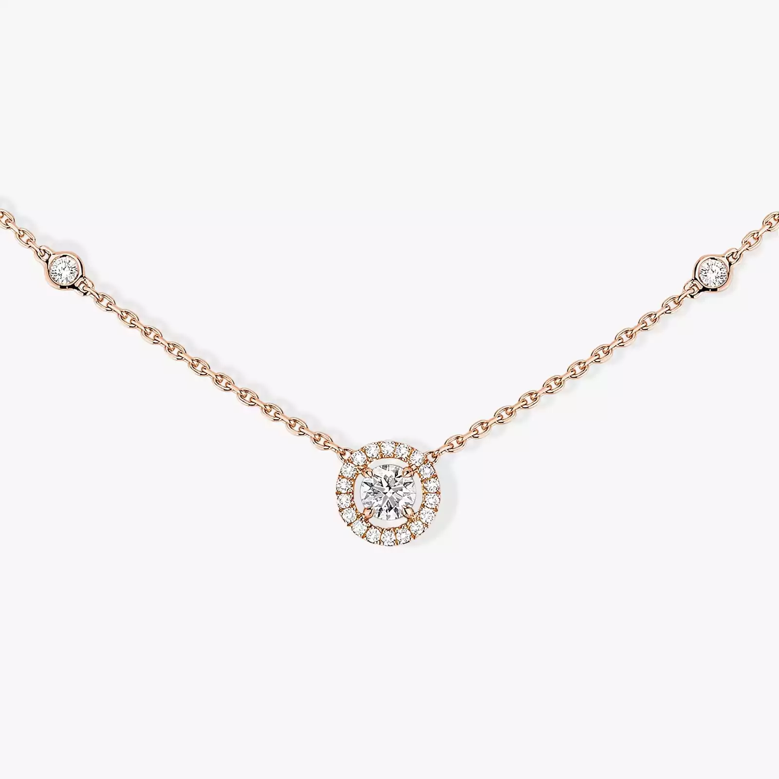 Joy Round Diamond 0.20ct Pink Gold For Her Diamond Necklace 04281-PG