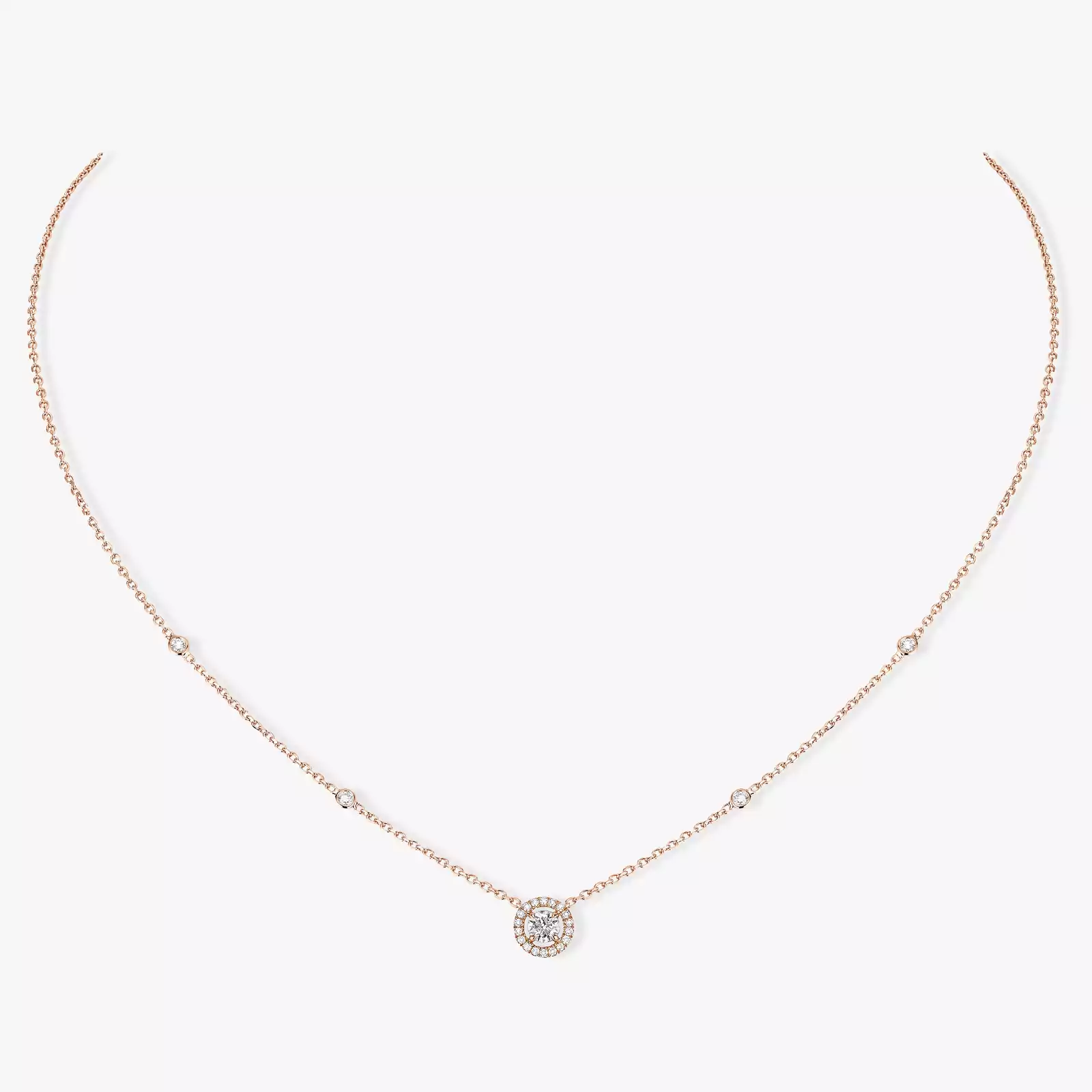 Joy Round Diamond 0.20ct Pink Gold For Her Diamond Necklace 04281-PG