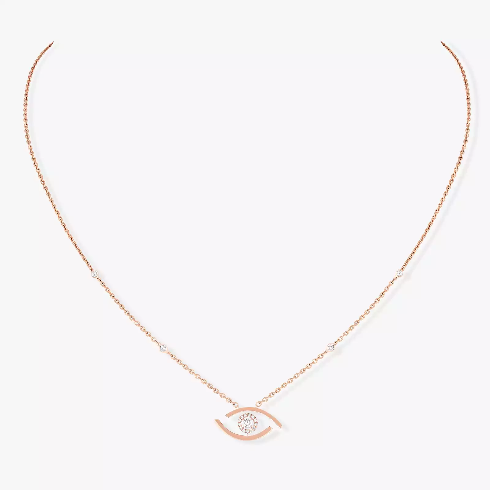 Pink Gold Diamond Necklace Lucky Eye Messika 07524 PG