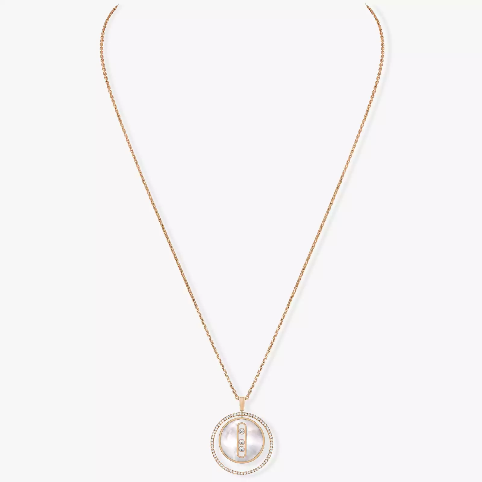 Lucky Move MM weißes Perlmutt Für sie Diamant Kette Roségold 10834-PG
