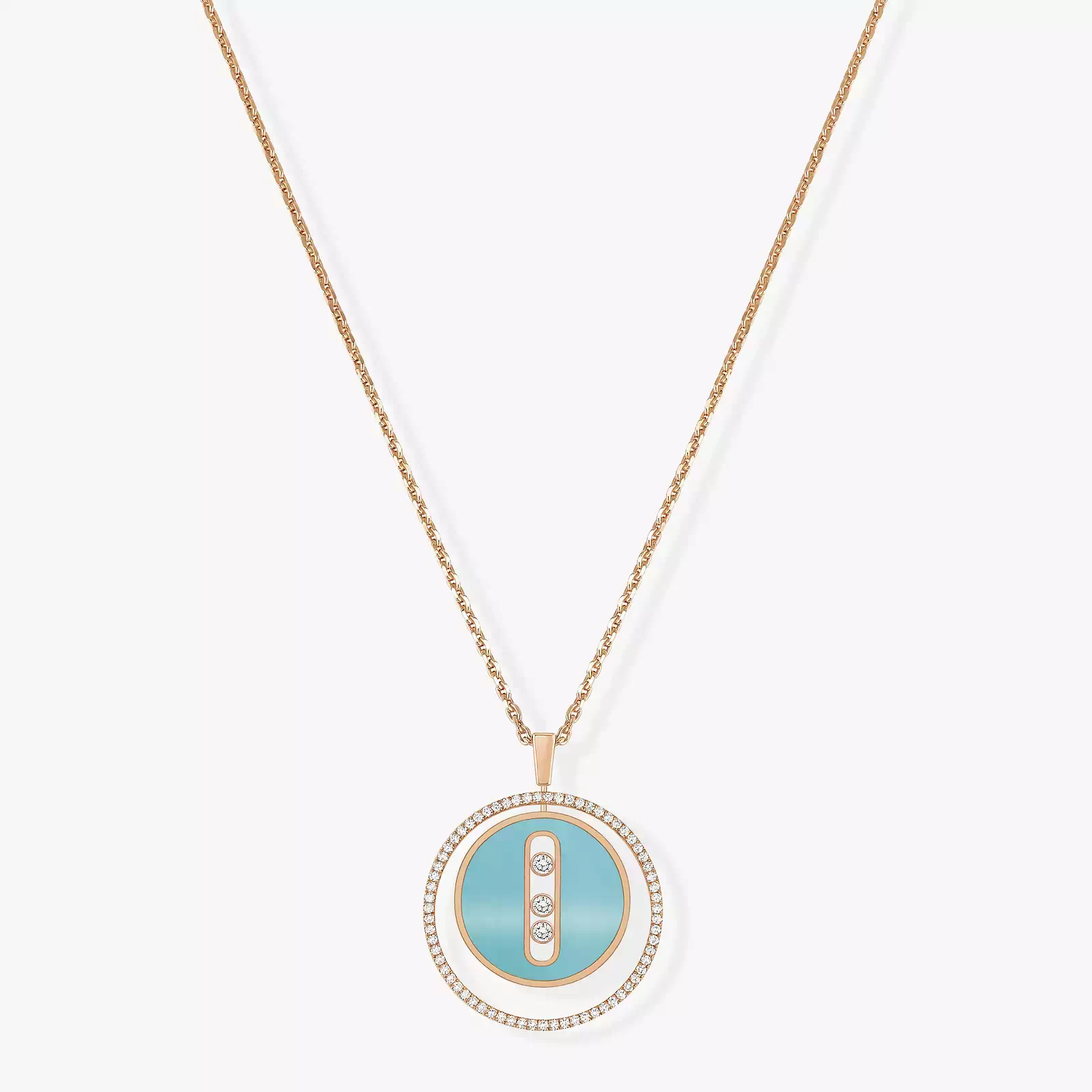 Turquoise Lucky Move MM Pink Gold For Her Diamond Necklace 10836-PG
