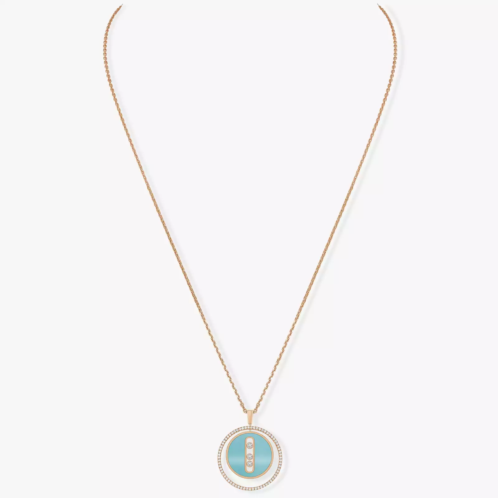 Turquoise Lucky Move MM Pink Gold For Her Diamond Necklace 10836-PG