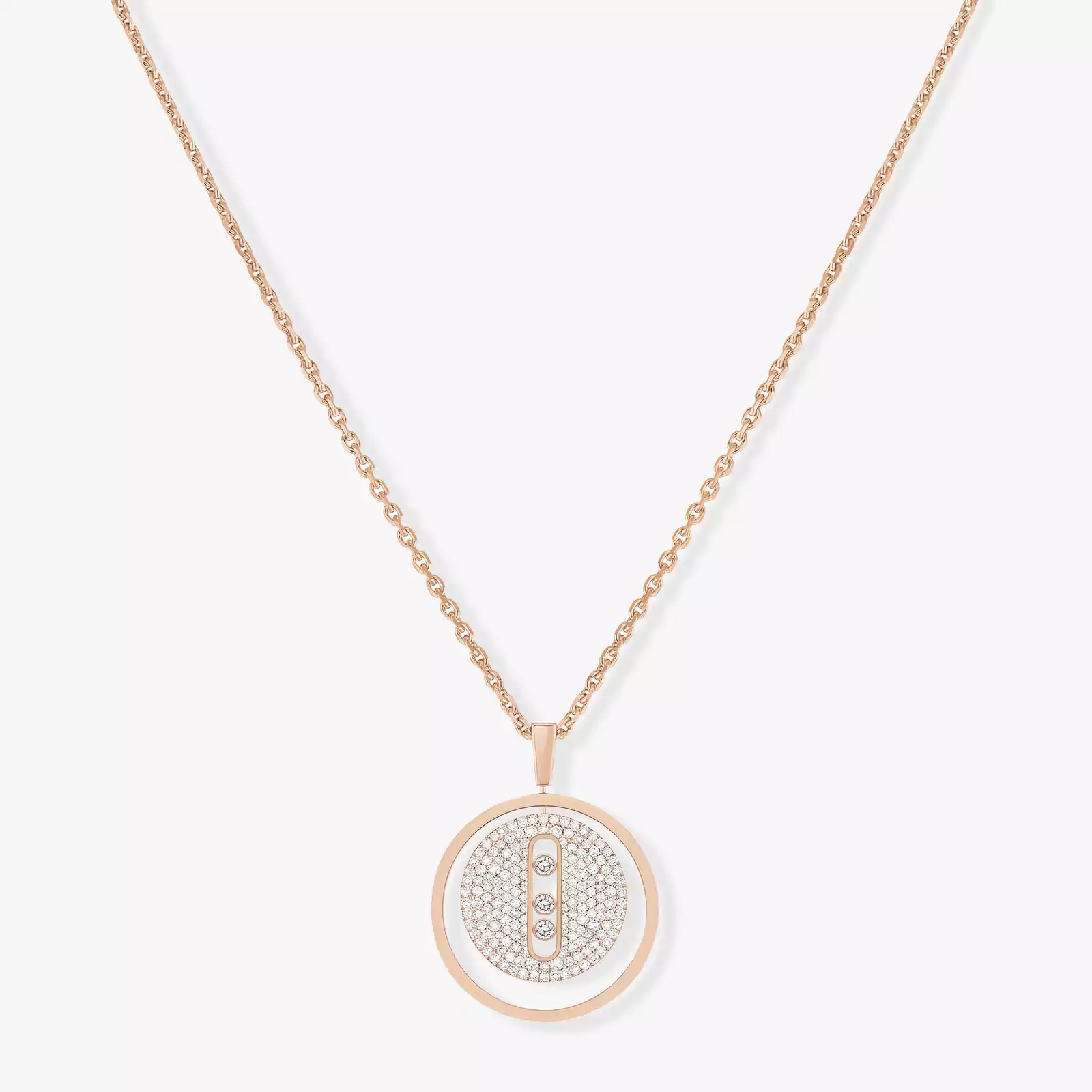 Lucky Move MM Pavé Pink Gold For Her Diamond Necklace 07395-PG