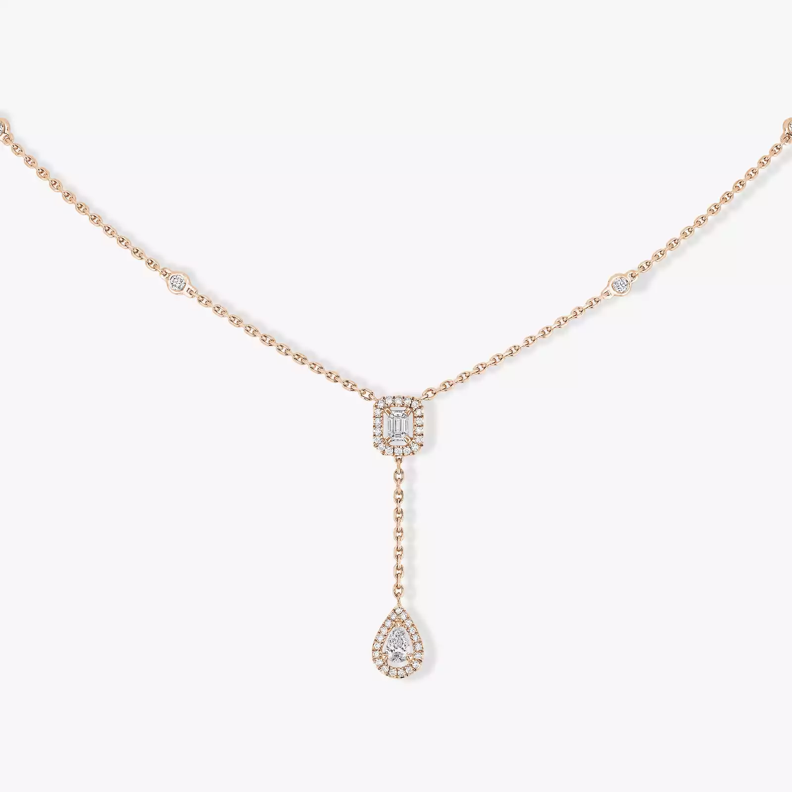 My Twin Tie 0.10ct x2 Pink Gold For Her Diamond Necklace 06693-PG