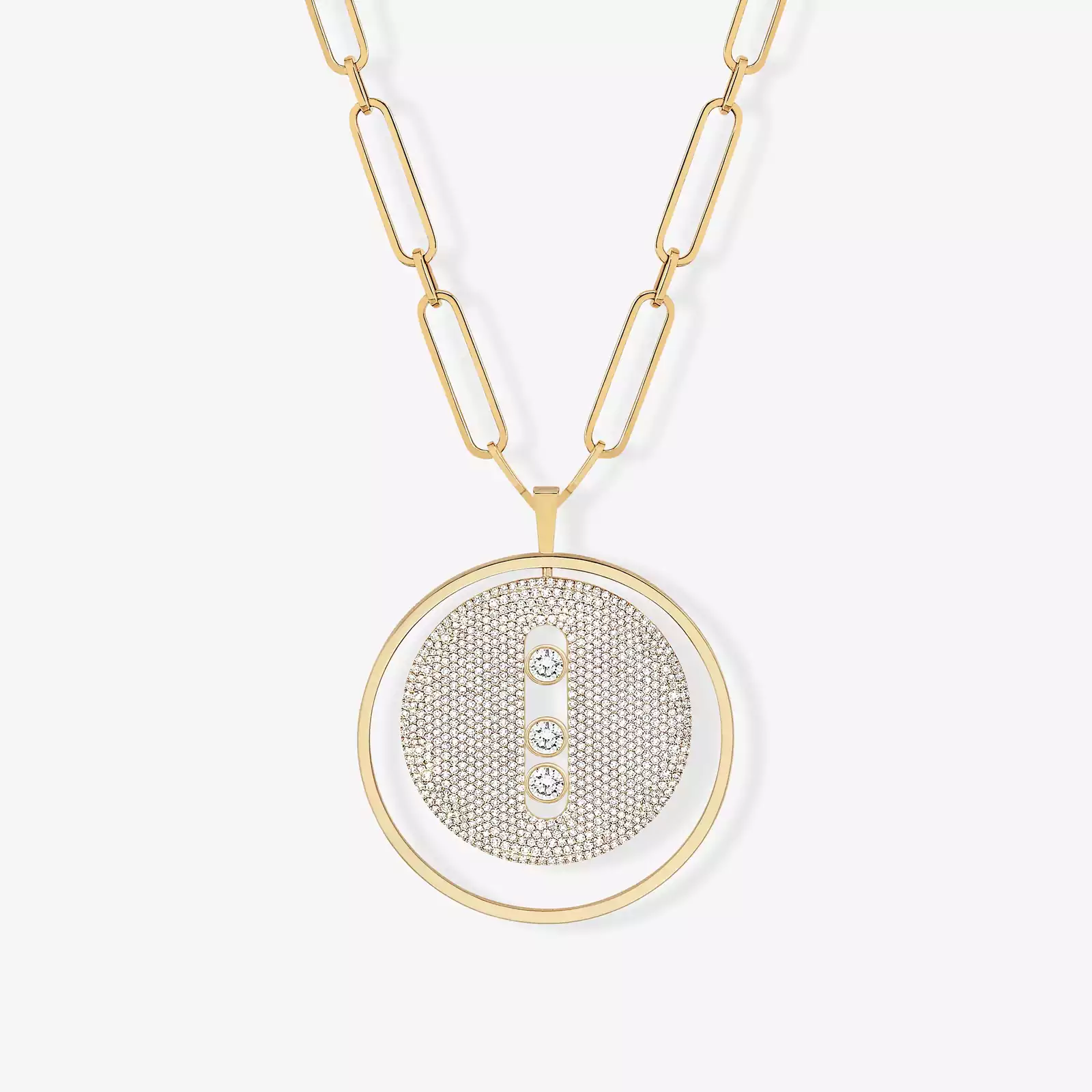 Lucky Move Long Necklace Pavé LM Yellow Gold For Her Diamond Necklace 10127-YG