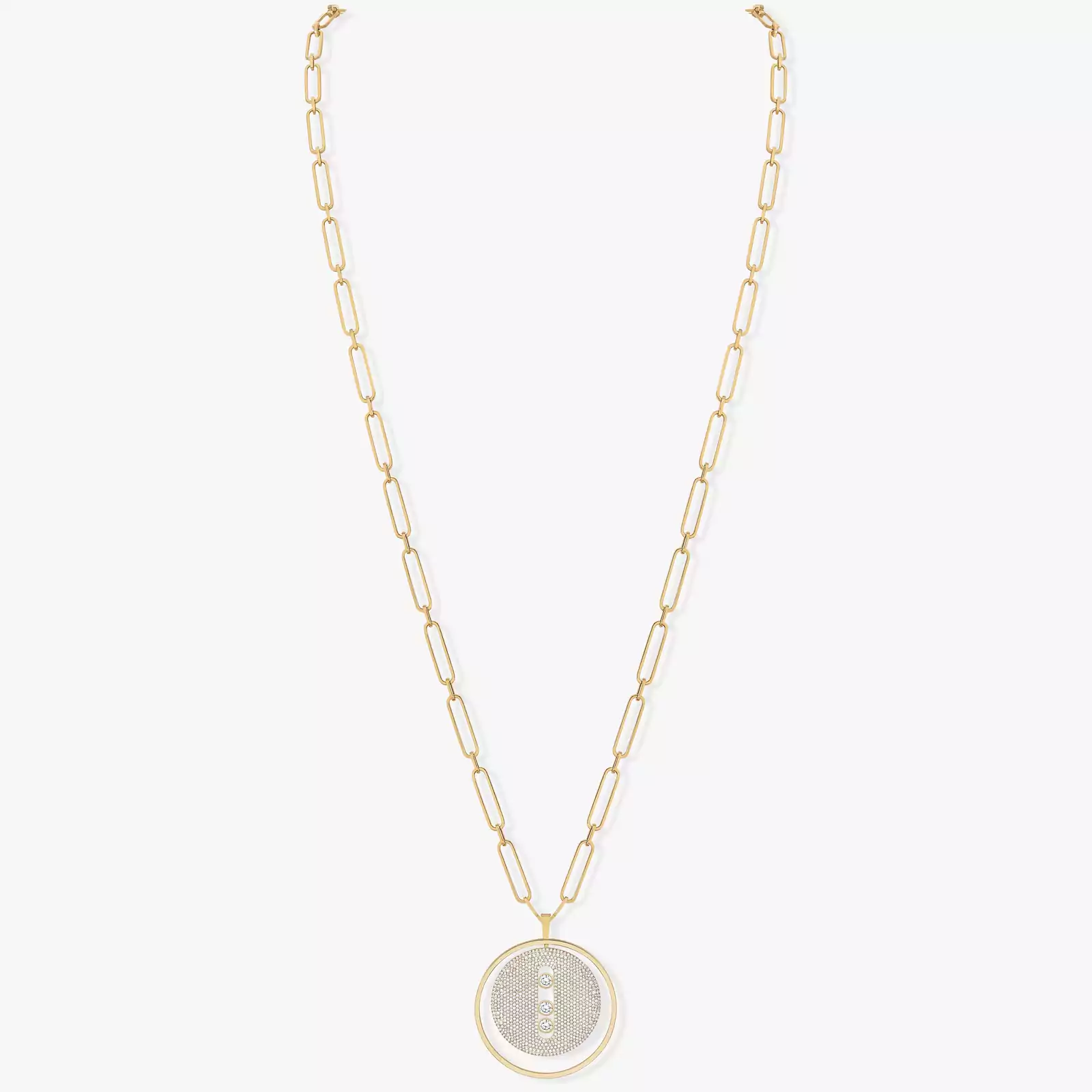 Lucky Move Long Necklace Pavé LM Yellow Gold For Her Diamond Necklace 10127-YG