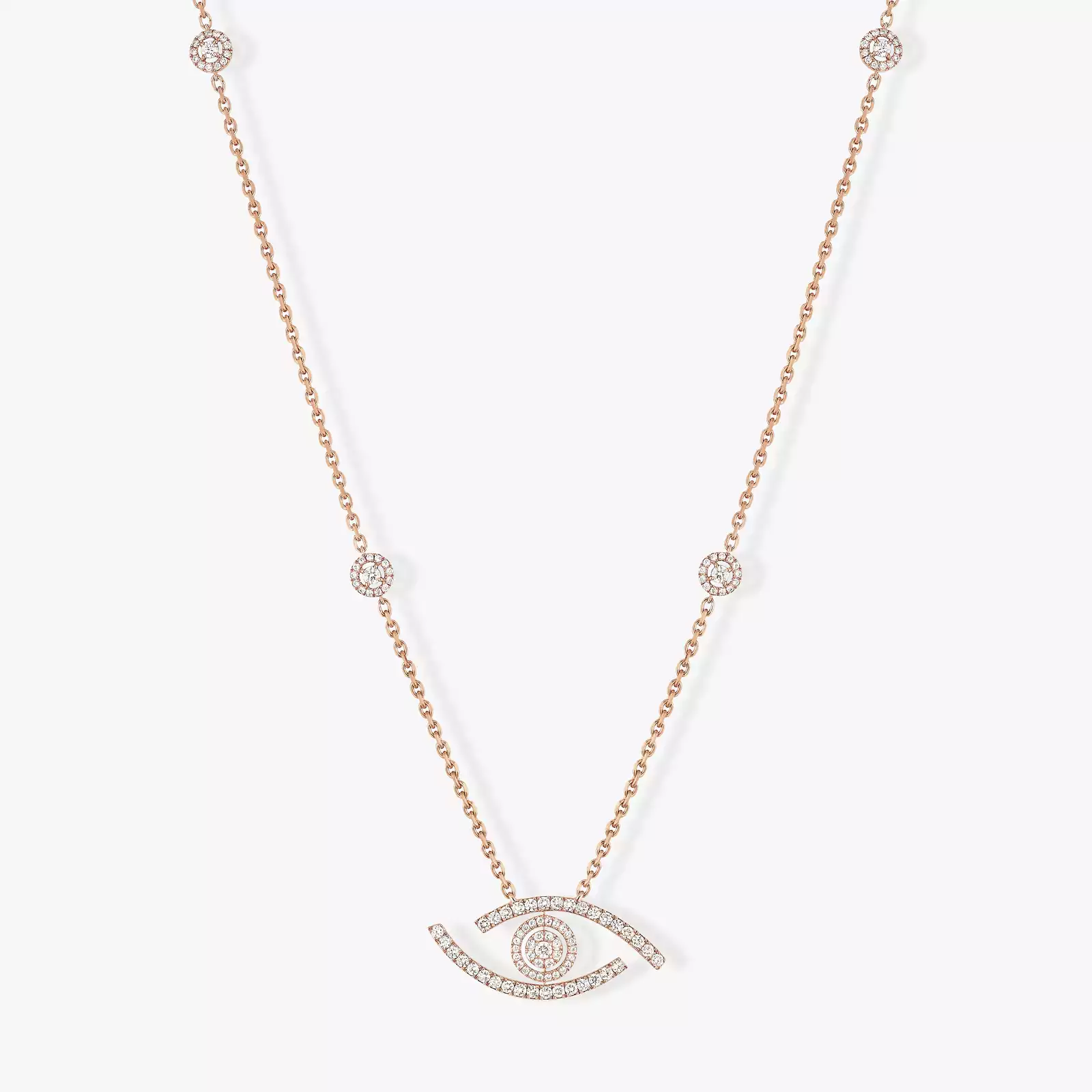 Collier Femme Or Rose Diamond Mit Diamanten ausgefasste lange Lucky Eye Halskette 11570-PG